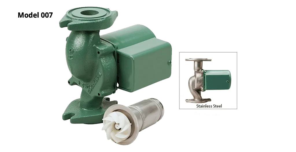 007-VSF5 | Circulator Pump (Variable Speed) | Cast Iron | 1/25 HP | 115V | Single Phase | 0.71A | 3250 RPM | Flanged | 23 GPM | 10ft Max Head | 125 PSI Max Press. | Series 007 | Taco