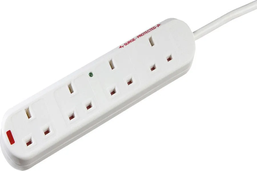 13A 4G 2 Meter Surge Protected Extension Lead with Neon