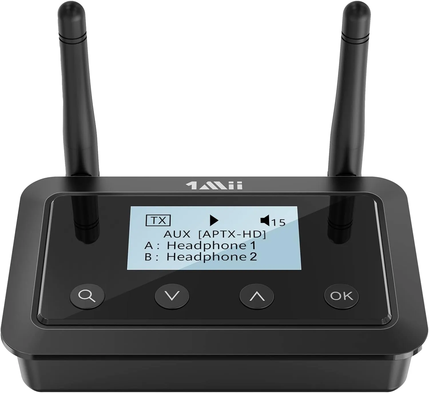 1Mii B03  Bluetooth Transmitter Receiver for TV Home Stereo, Long Range Bluetooth 5.3 Adapter for TV Audio with Screen, Aptx Low Latency & HD, Optical RCA AUX 3.5Mm Inputs/Outputs