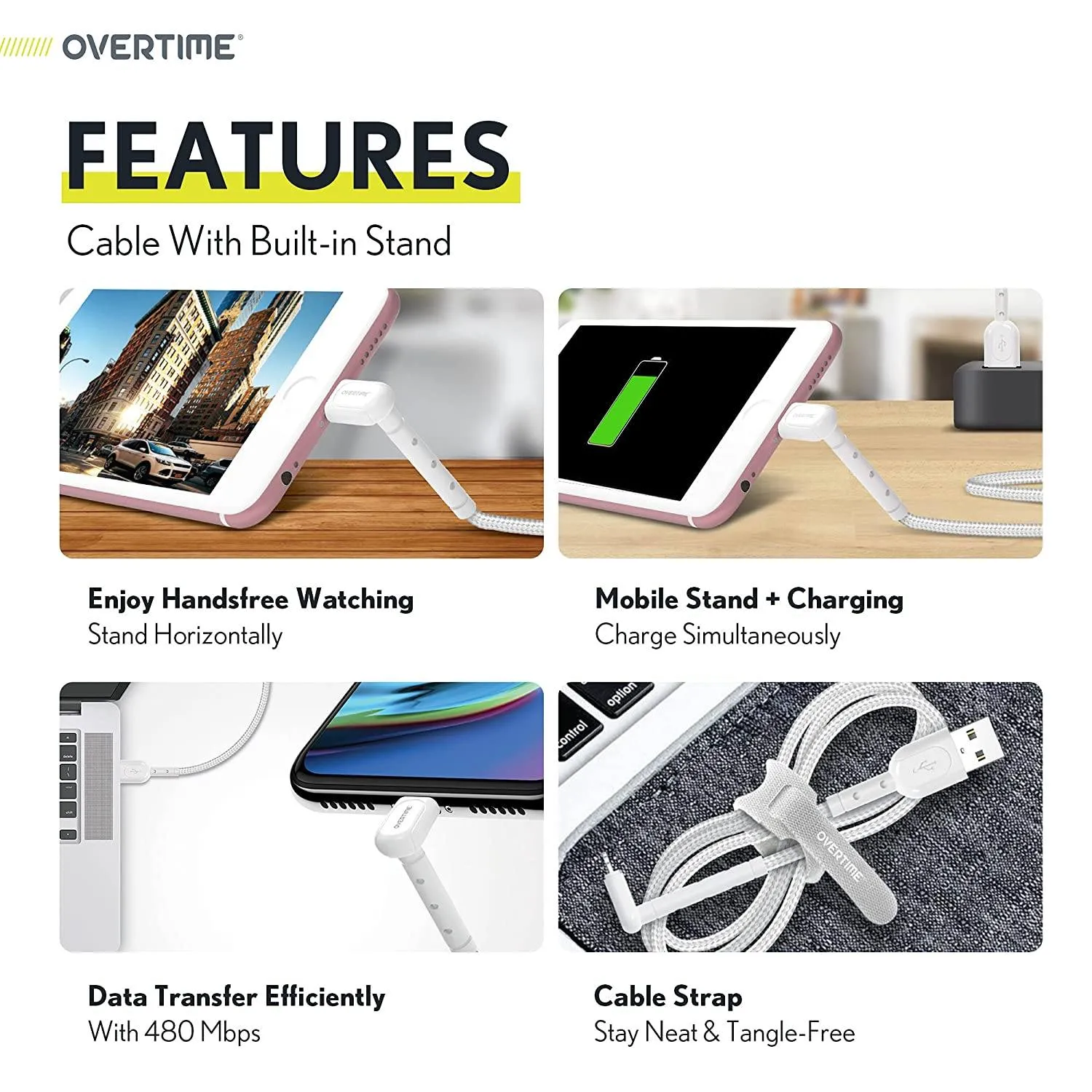 2-in-11 Charging Cable with Built in Stand