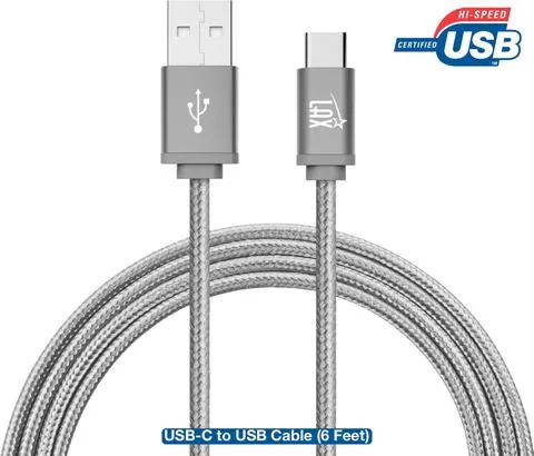 2 PACK: LAX Gadgets USB Type C Braided Cable with Reversible Connector (6 Ft)