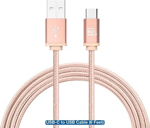 2 PACK: LAX Gadgets USB Type C Braided Cable with Reversible Connector (6 Ft)
