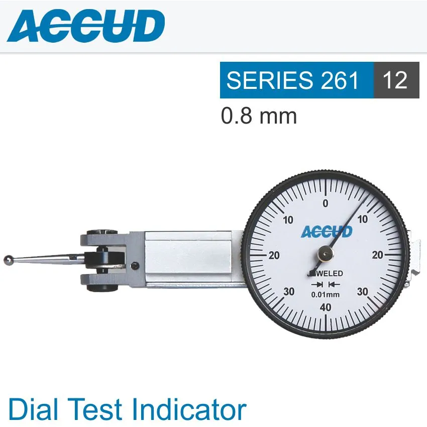 ACCUD DIAL TEST INDICATOR 0.8MM 37.5MM BEZELD 0.013MM ACC. 0.01MM GRAD AC261-008-12