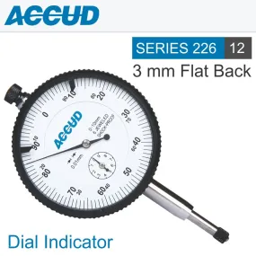 ACCUD SHOCKPROOF DIAL INDICATOR FLAT BACK 3MM AC226-003-12