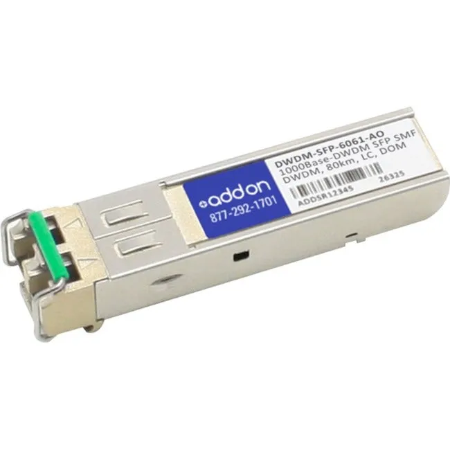 Addon Cisco Dwdm-Sfp-6061 Compatible Taa Compliant 1000Base-Dwdm 100Ghz Sfp Transceiver (Smf, 1560.61Nm, 80Km, Lc, Dom)