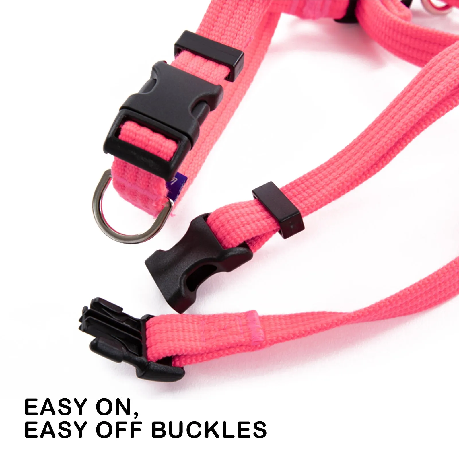 Adjustable No-Pull Dog Harness, Double-Lined Straps L Neon-Pink