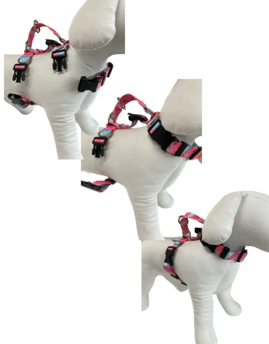 Adjustable No-Pull Dog Harness, Double-Lined Straps L Neon-Pink