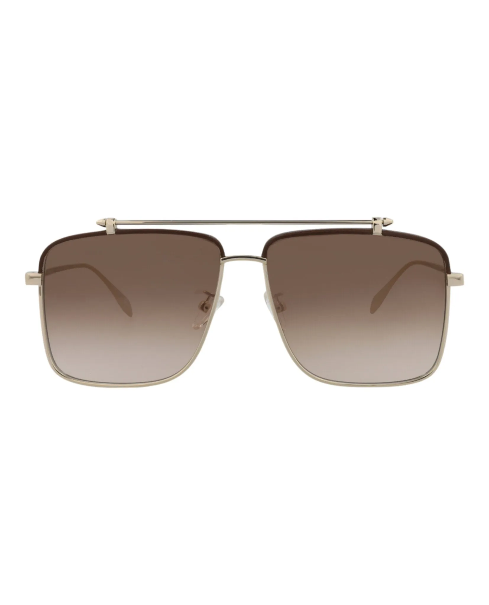 Alexander McQueen Mens Aviator Gold Gold Brown Fashion Designer Eyewear
