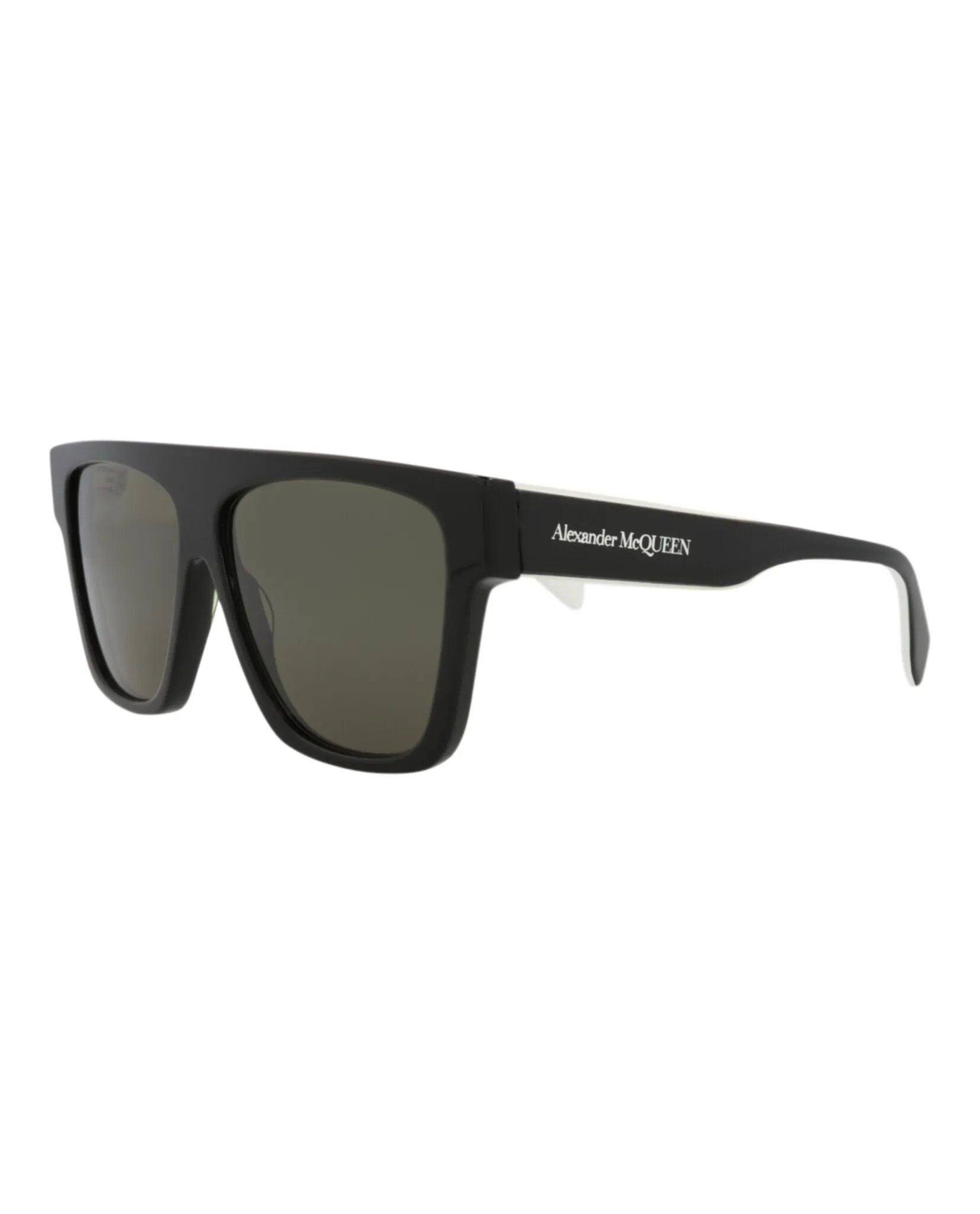 Alexander McQueen Mens Square/Rectangle Black Black Green Fashion Designer Eyewear