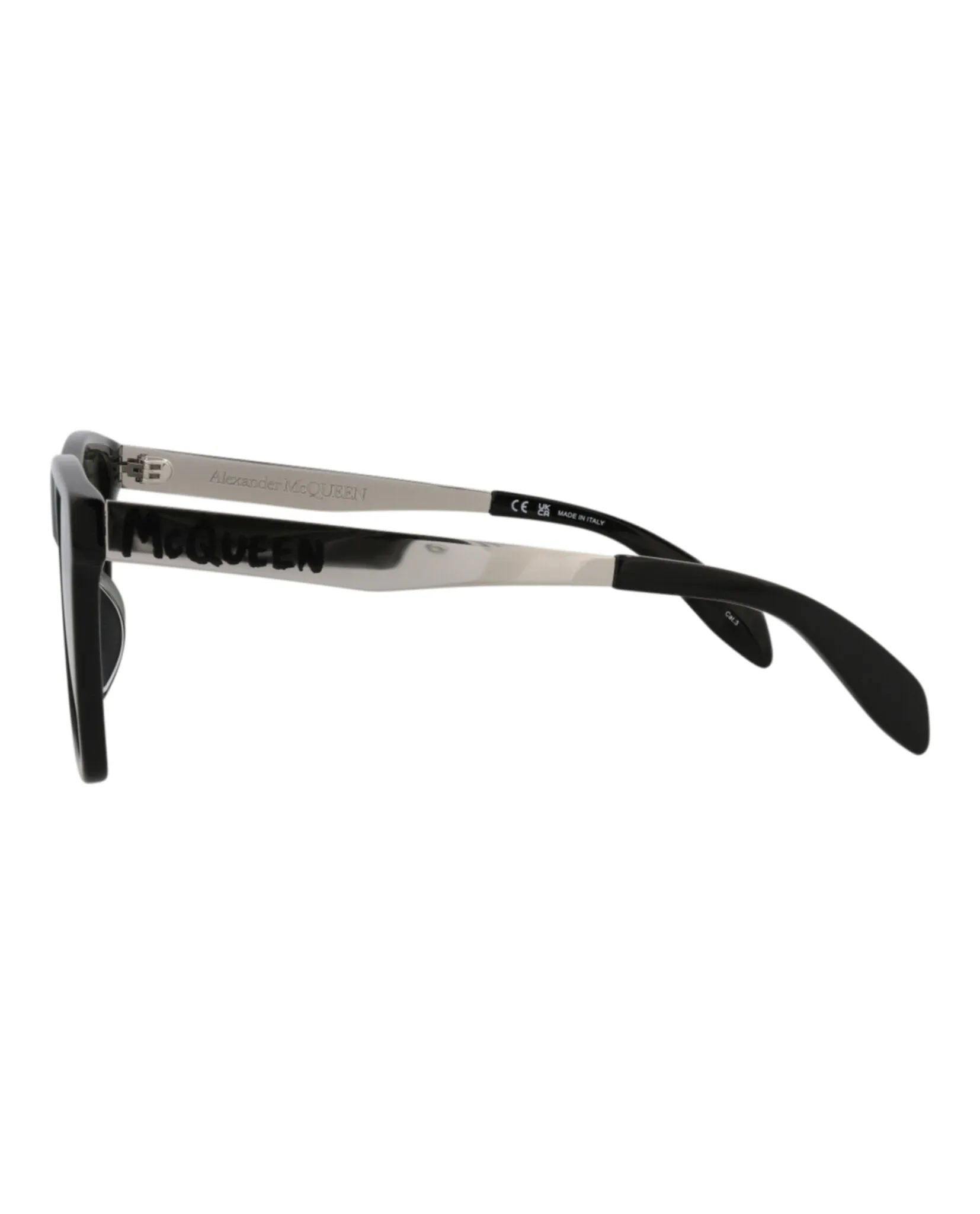 Alexander McQueen Mens Square/Rectangle Black Silver Green Fashion Designer Eyewear