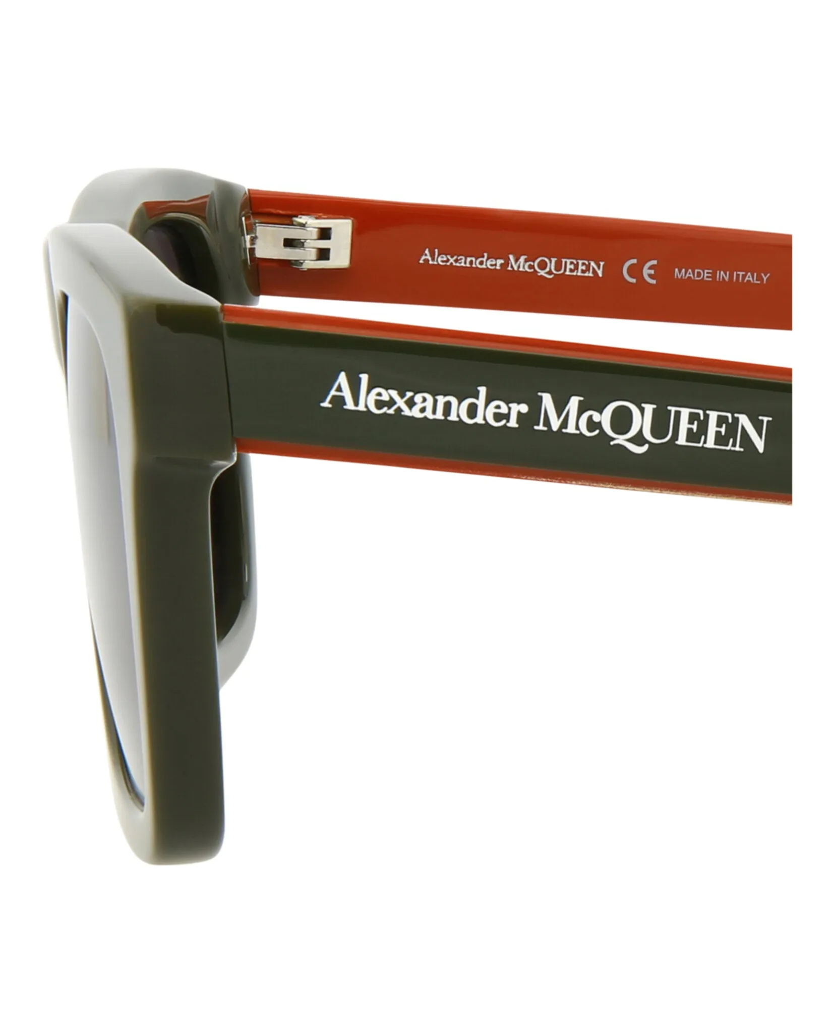 Alexander McQueen Mens Square/Rectangle Green Green Grey Fashion Designer Eyewear