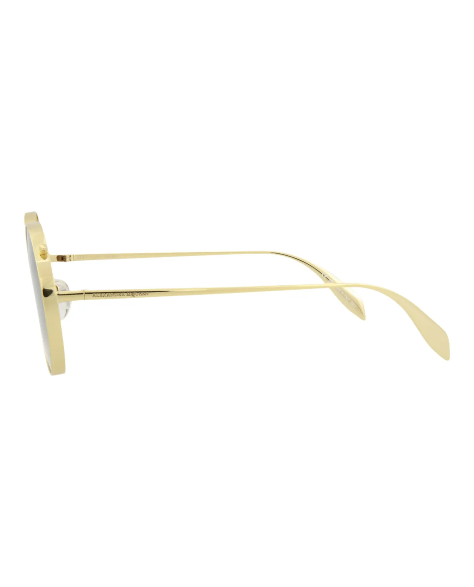 Alexander McQueen Unisex Round/Oval Gold Gold Brown Fashion Designer Eyewear