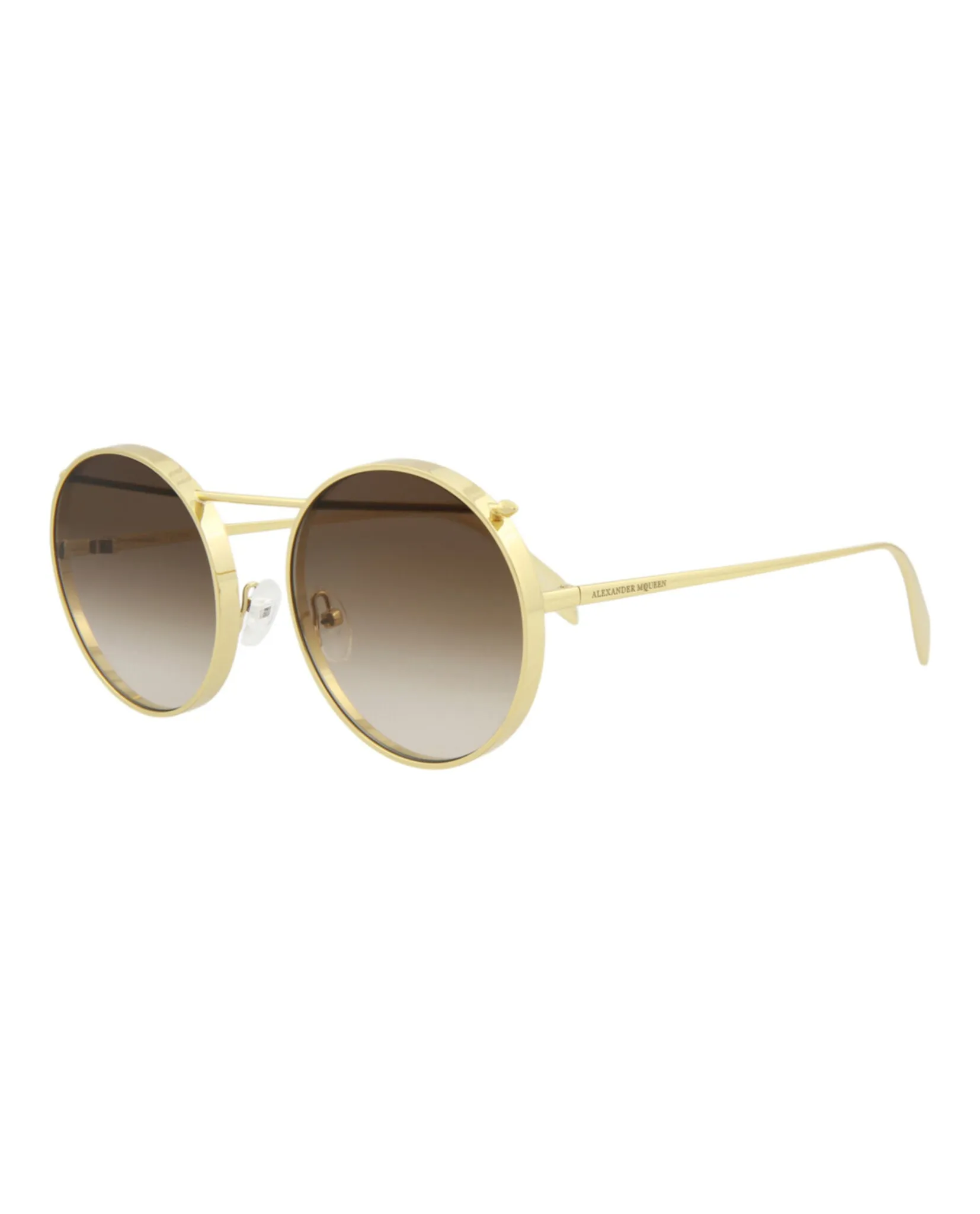 Alexander McQueen Unisex Round/Oval Gold Gold Brown Fashion Designer Eyewear