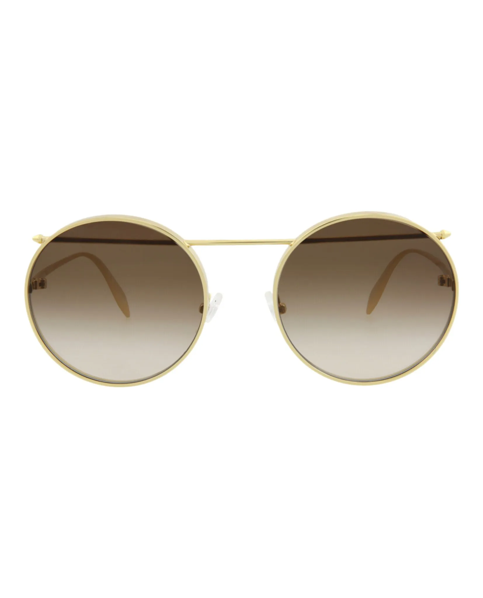 Alexander McQueen Unisex Round/Oval Gold Gold Brown Fashion Designer Eyewear