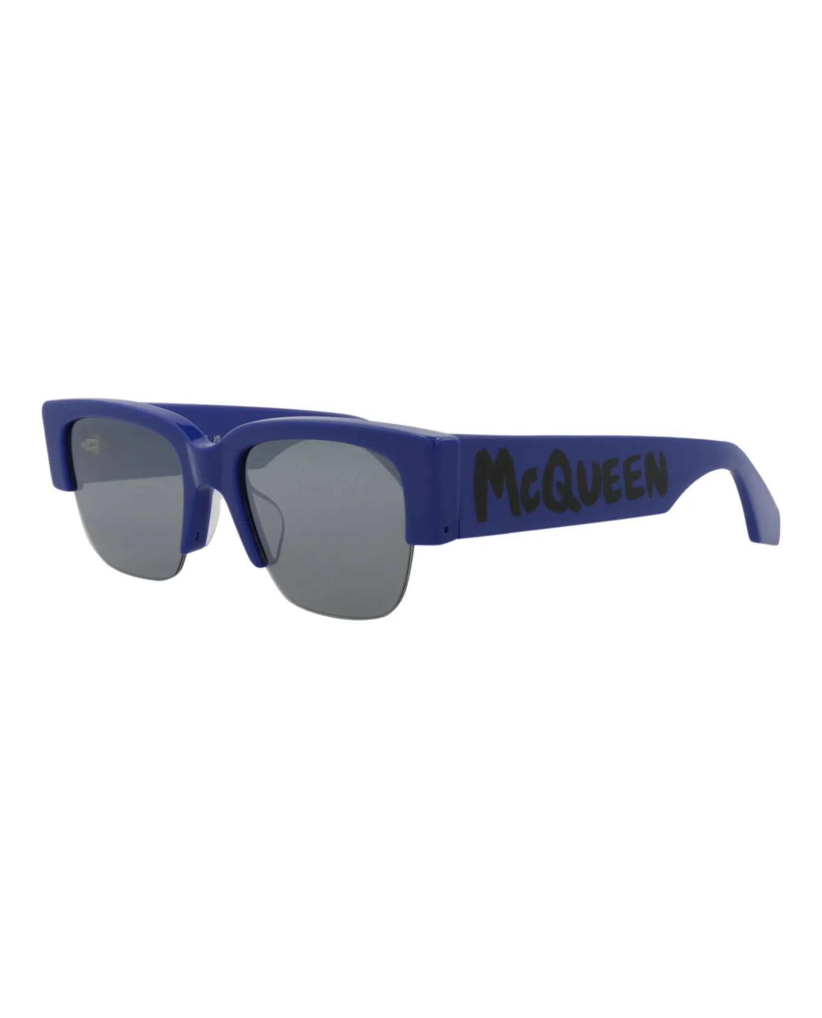 Alexander McQueen Unisex Square/Rectangle Blue Blue Silver Fashion Designer Eyewear