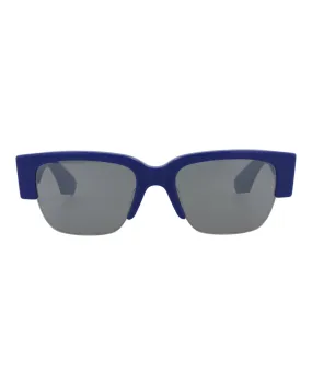 Alexander McQueen Unisex Square/Rectangle Blue Blue Silver Fashion Designer Eyewear