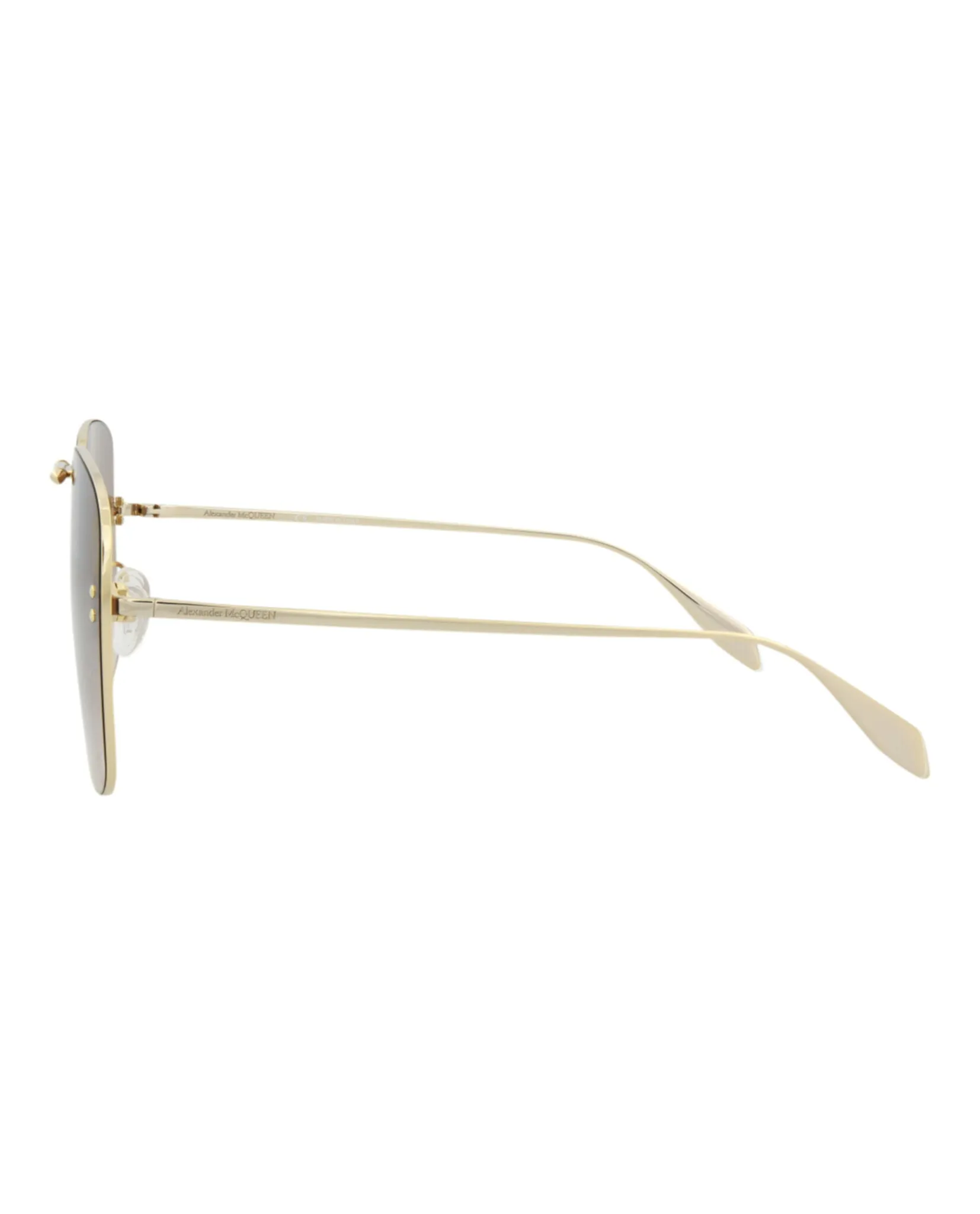 Alexander McQueen Unisex Square/Rectangle Gold Gold Brown Fashion Designer Eyewear
