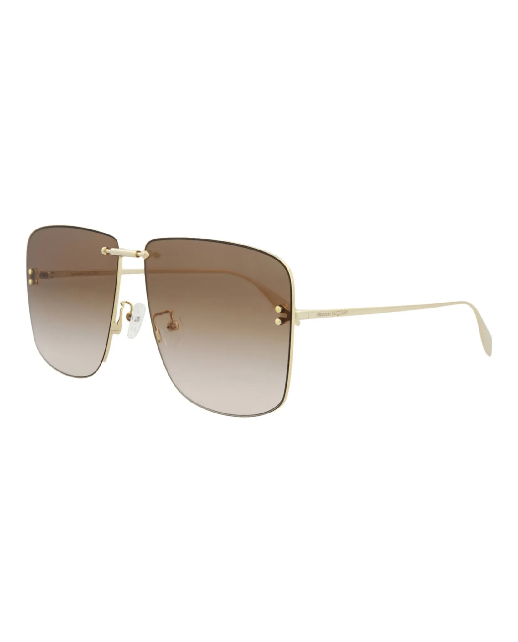 Alexander McQueen Unisex Square/Rectangle Gold Gold Brown Fashion Designer Eyewear
