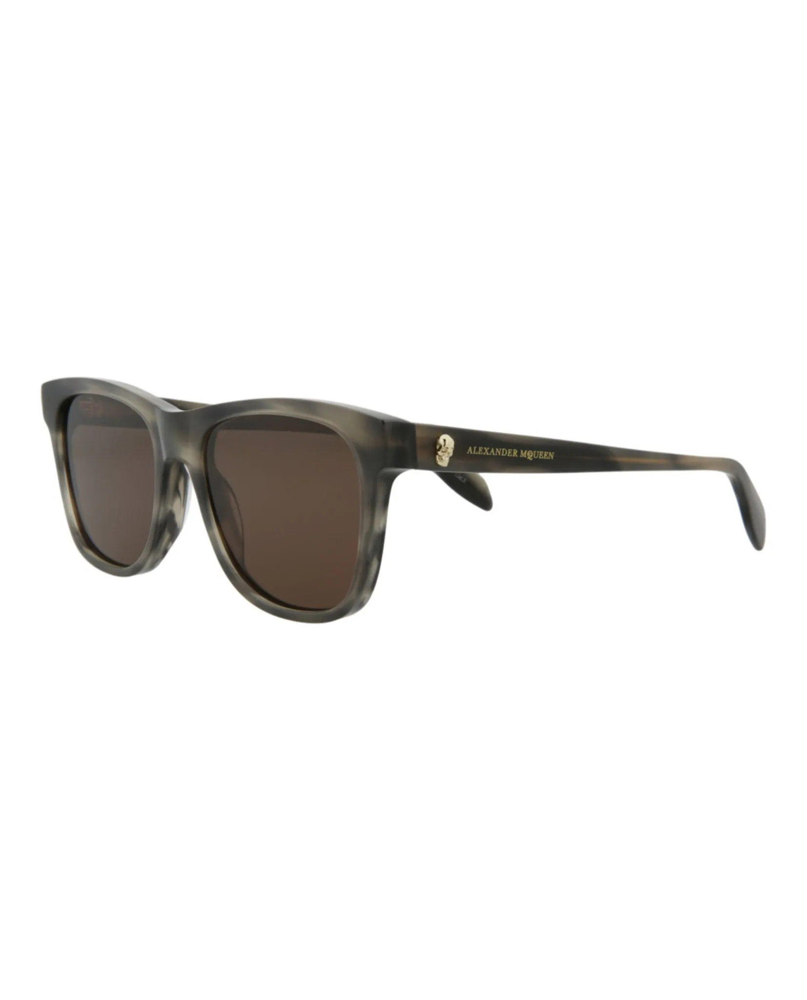 Alexander McQueen Unisex Square/Rectangle Grey Grey Brown Fashion Designer Eyewear