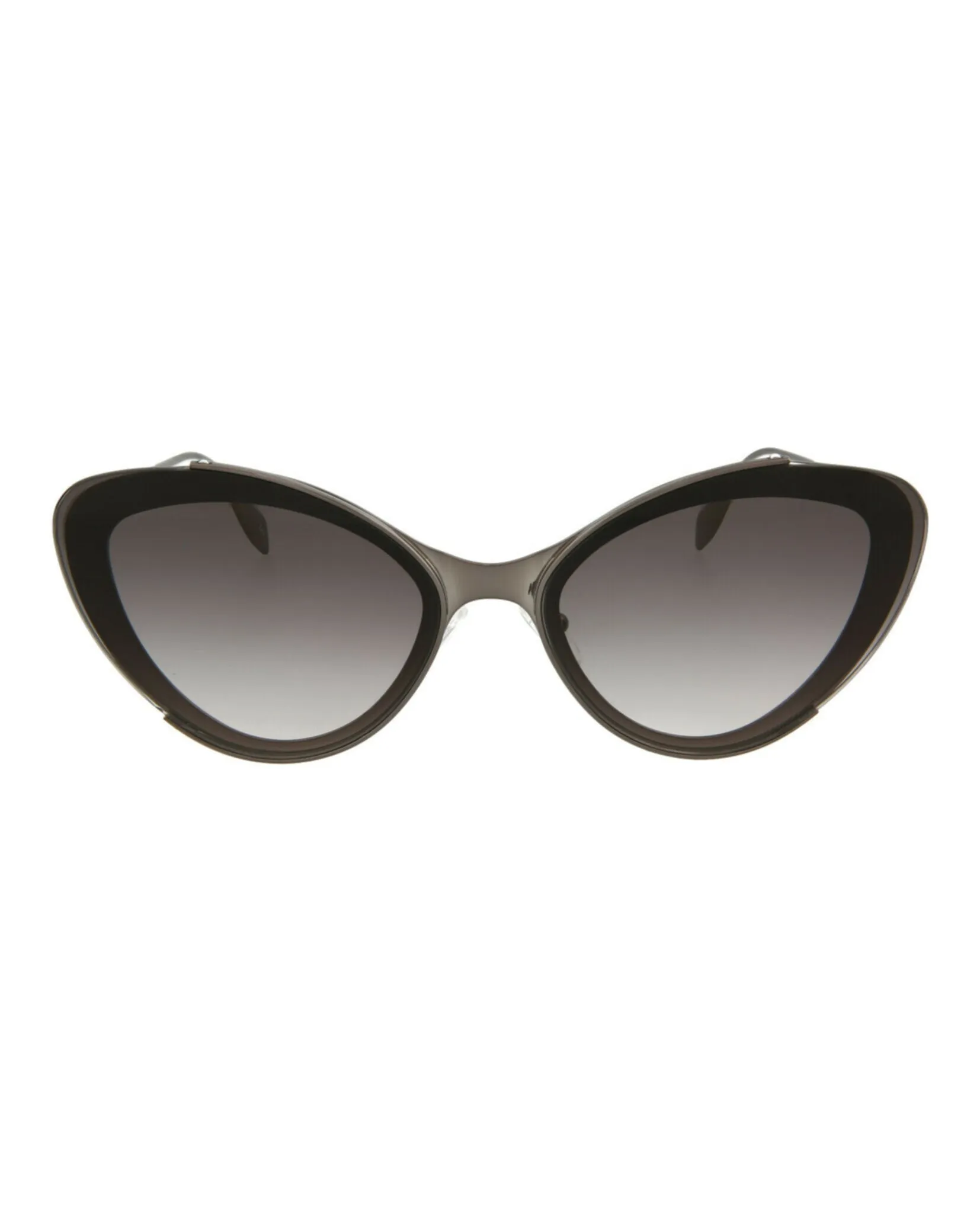 Alexander McQueen Womens Cat Eye Shiny Dark Ruthenium Fashion Designer Eyewear