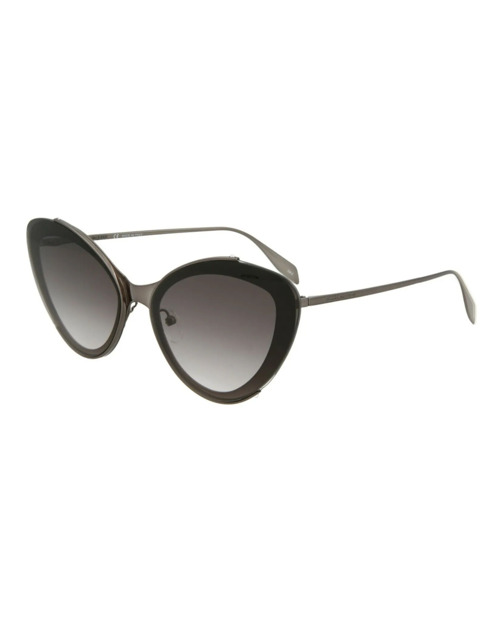Alexander McQueen Womens Cat Eye Shiny Dark Ruthenium Fashion Designer Eyewear