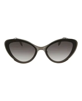 Alexander McQueen Womens Cat Eye Shiny Dark Ruthenium Fashion Designer Eyewear