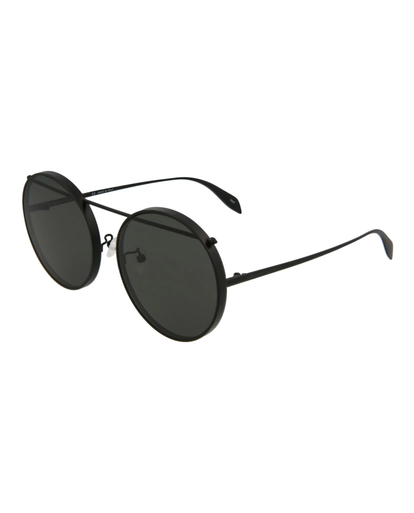 Alexander McQueen Womens Round/Oval Black Black Grey Fashion Designer Eyewear