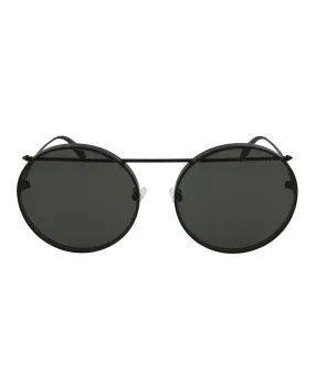 Alexander McQueen Womens Round/Oval Black Black Grey Fashion Designer Eyewear