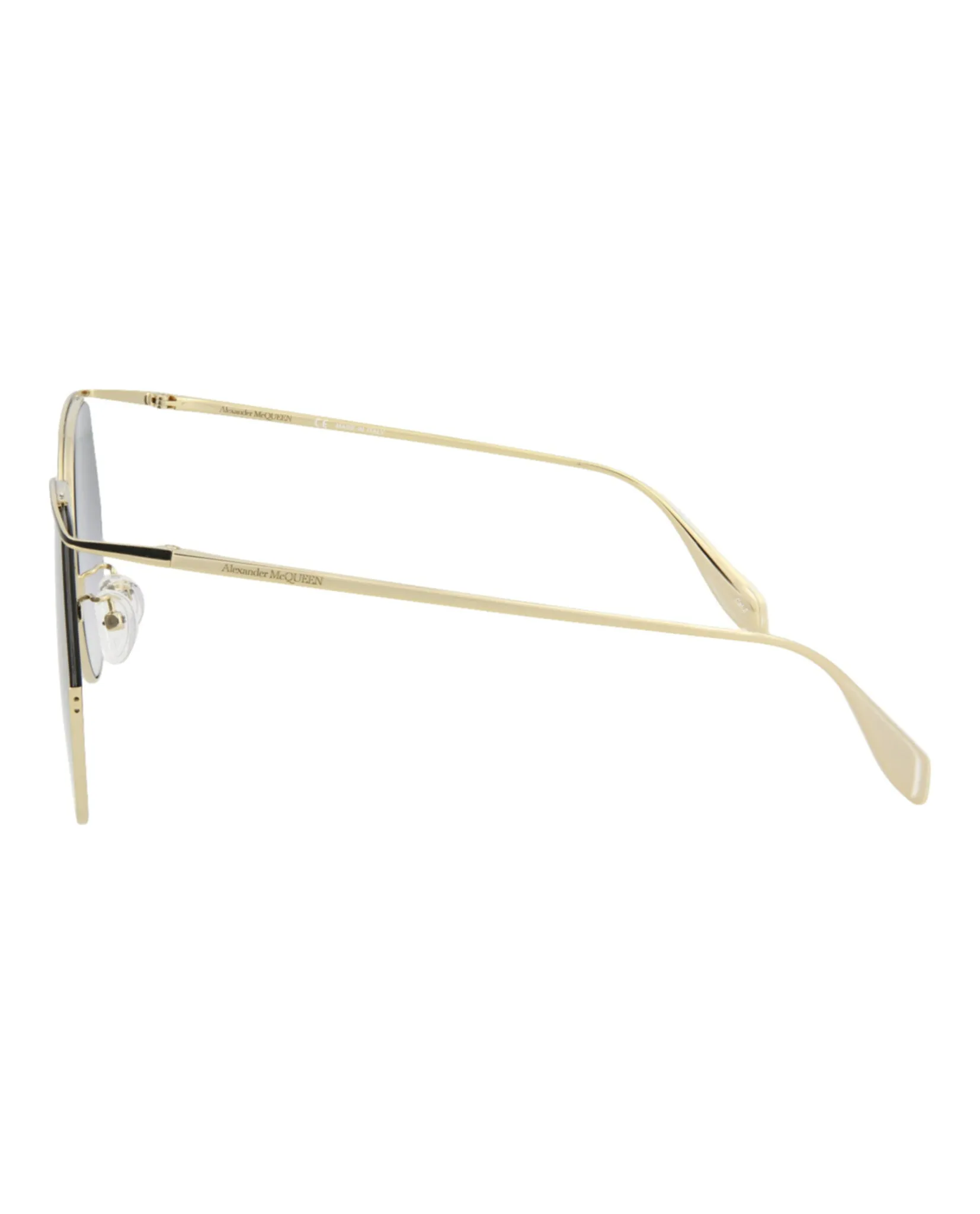 Alexander McQueen Womens Round/Oval Gold Gold Grey Fashion Designer Eyewear