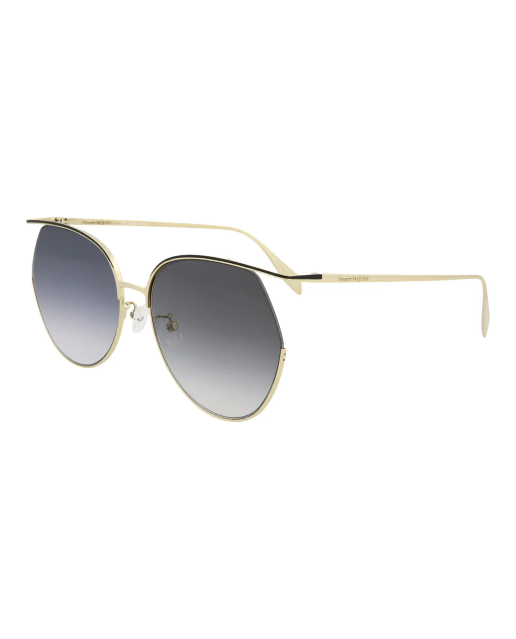 Alexander McQueen Womens Round/Oval Gold Gold Grey Fashion Designer Eyewear
