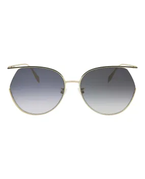 Alexander McQueen Womens Round/Oval Gold Gold Grey Fashion Designer Eyewear