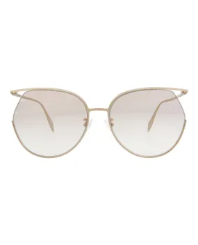 Alexander McQueen Womens Round/Oval Gold Gold Pink Fashion Designer Eyewear