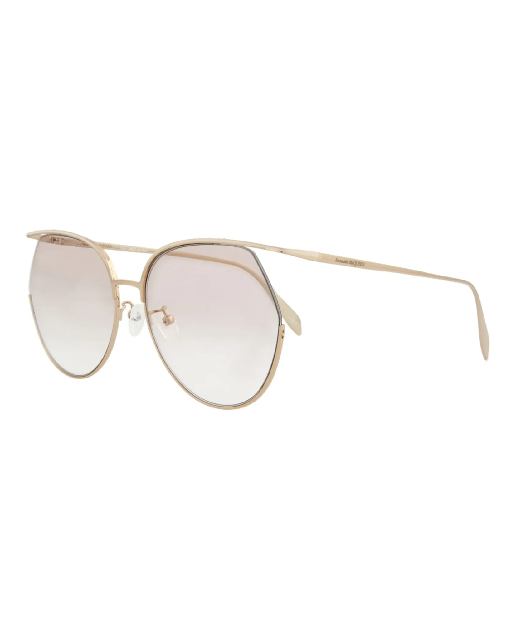 Alexander McQueen Womens Round/Oval Gold Gold Pink Fashion Designer Eyewear