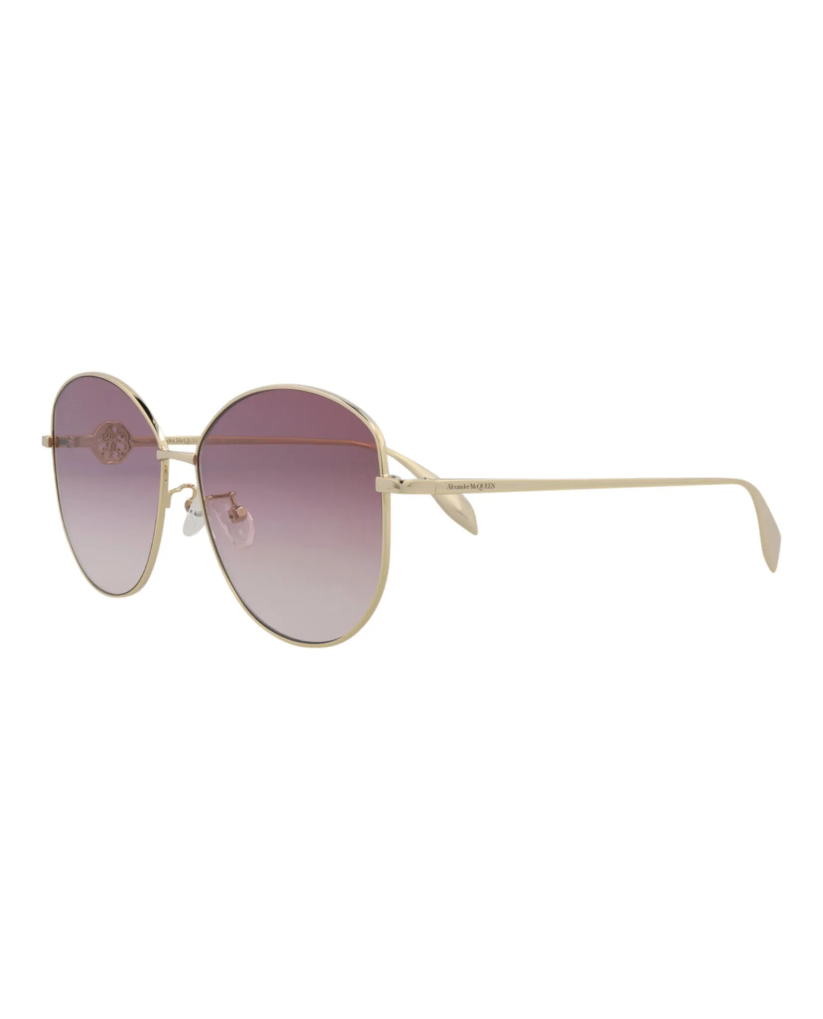Alexander McQueen Womens Round/Oval Gold Gold Violet Fashion Designer Eyewear