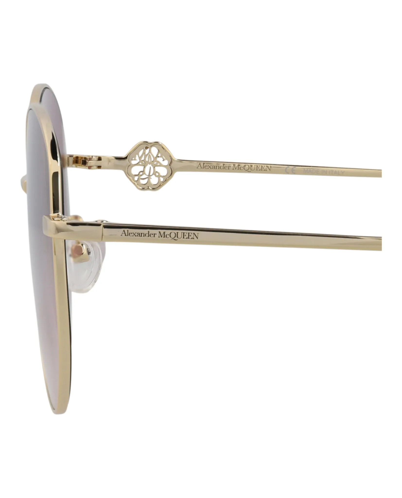 Alexander McQueen Womens Round/Oval Gold Gold Violet Fashion Designer Eyewear