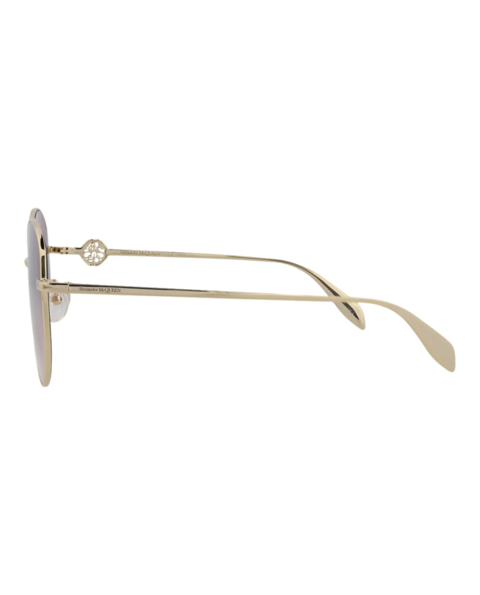 Alexander McQueen Womens Round/Oval Gold Gold Violet Fashion Designer Eyewear