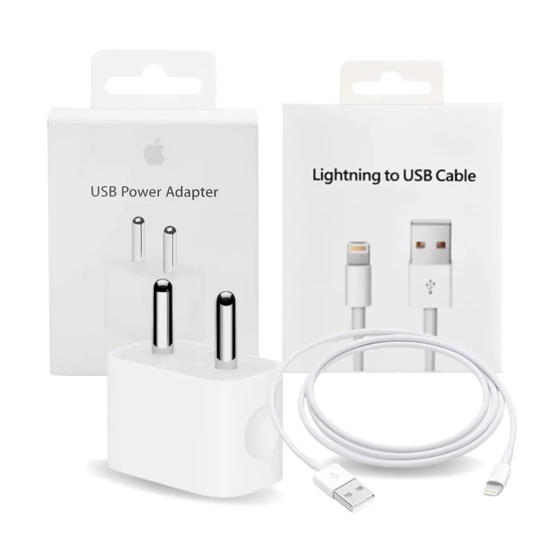 Apple iPhone 5W Mobile Charger With Lightning To Usb Charge and Data Sync Lightning Cable 1M White