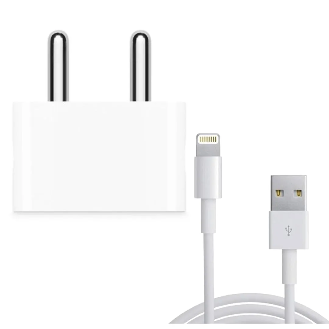 Apple iPhone 5W Mobile Charger With Lightning To Usb Charge and Data Sync Lightning Cable 1M White