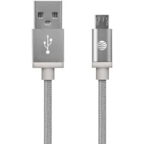 AT&T MC05-SLV Braided USB to Micro USB Charge & Sync Cable, 5ft (Silver)