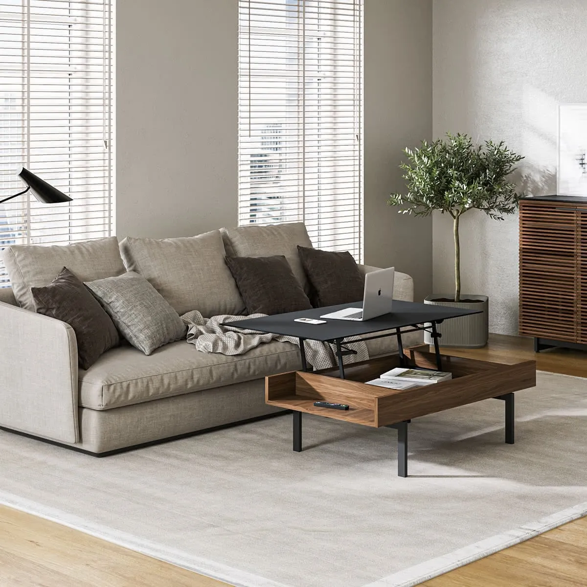 BDI Reveal 1192 Lift Top Coffee Table (Natural Walnut)