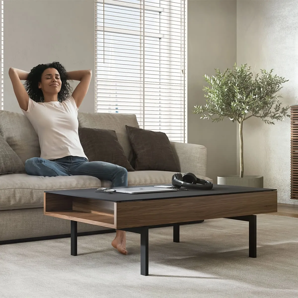 BDI Reveal 1192 Lift Top Coffee Table (Natural Walnut)