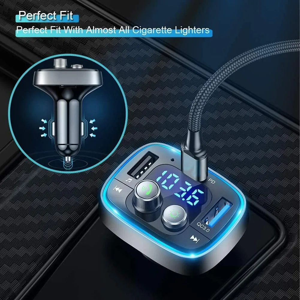 Car Adapter Wireless FM Radio Transmitter Bluetooth 5.0  Black