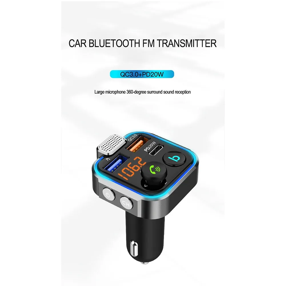 Car Bluetooth-compatible 5.0 Mp3 Player Fm Transmitter One Key