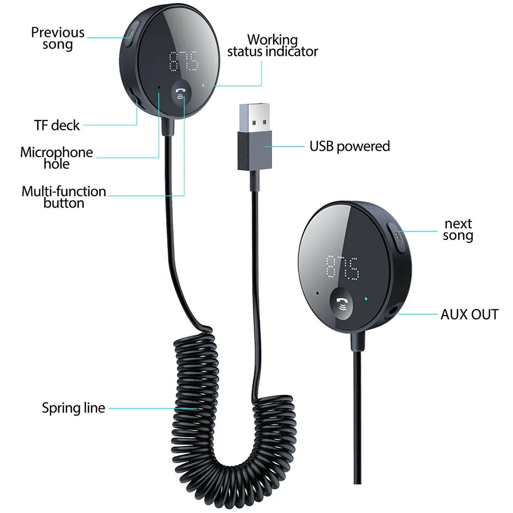 Car Bluetooth-compatible  5.0  Receiver With Microphone