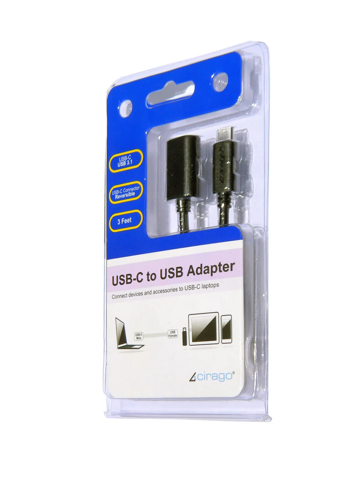 Cirago USB-C to USB Female 3 Feet 5 Gbps for Connect USB Accessories and Devices