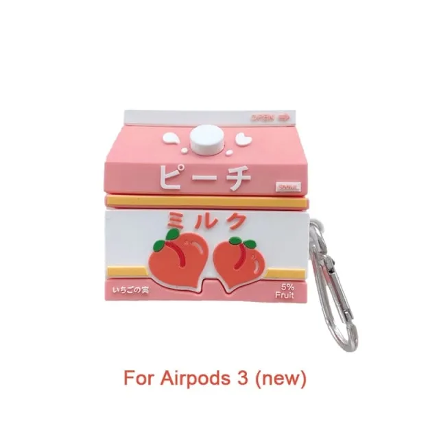 Cute Peach Milk Bottle Airpods Case