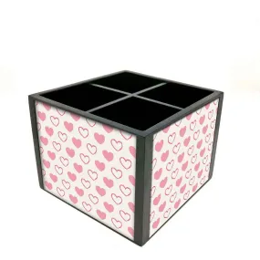 Desk Organizer For Stationery - Pink Valentine Hearts
