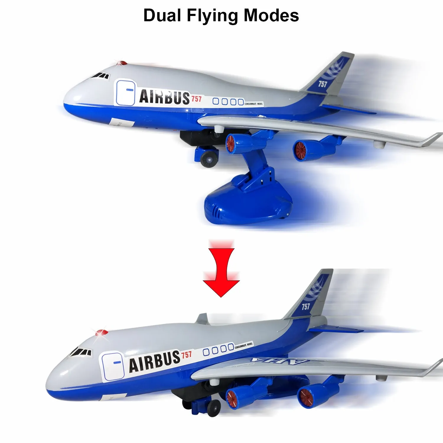 Dual Modes Airbus Model Toy Airplane Realistic Sounds