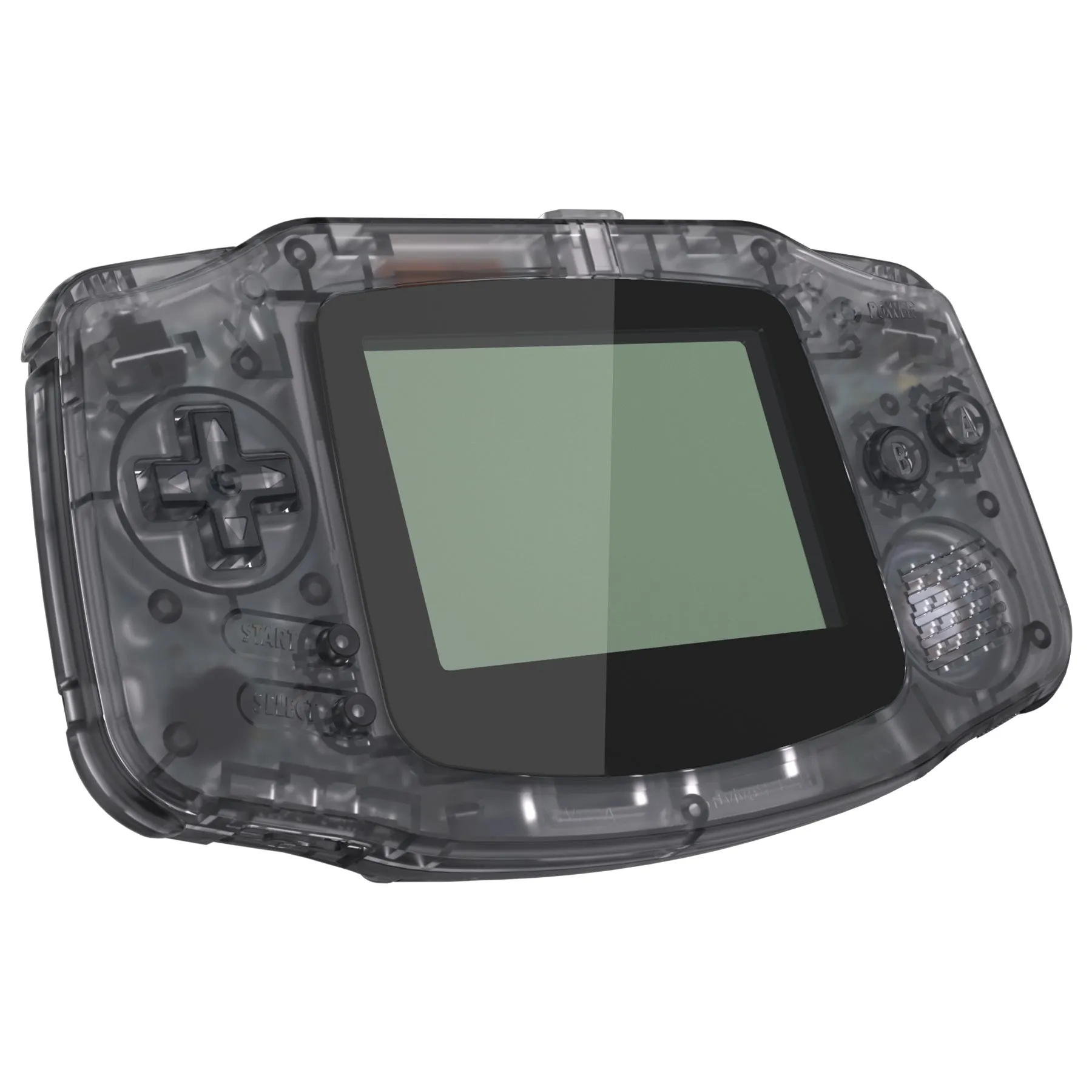 eXtremeRate IPS Ready Upgraded Clear Black GBA Replacement Shell Full Housing Cover Buttons & White Screen Lens for Gameboy Advance – Compatible with Both IPS & Standard LCD – Console & IPS Screen NOT Included - TAGM5008