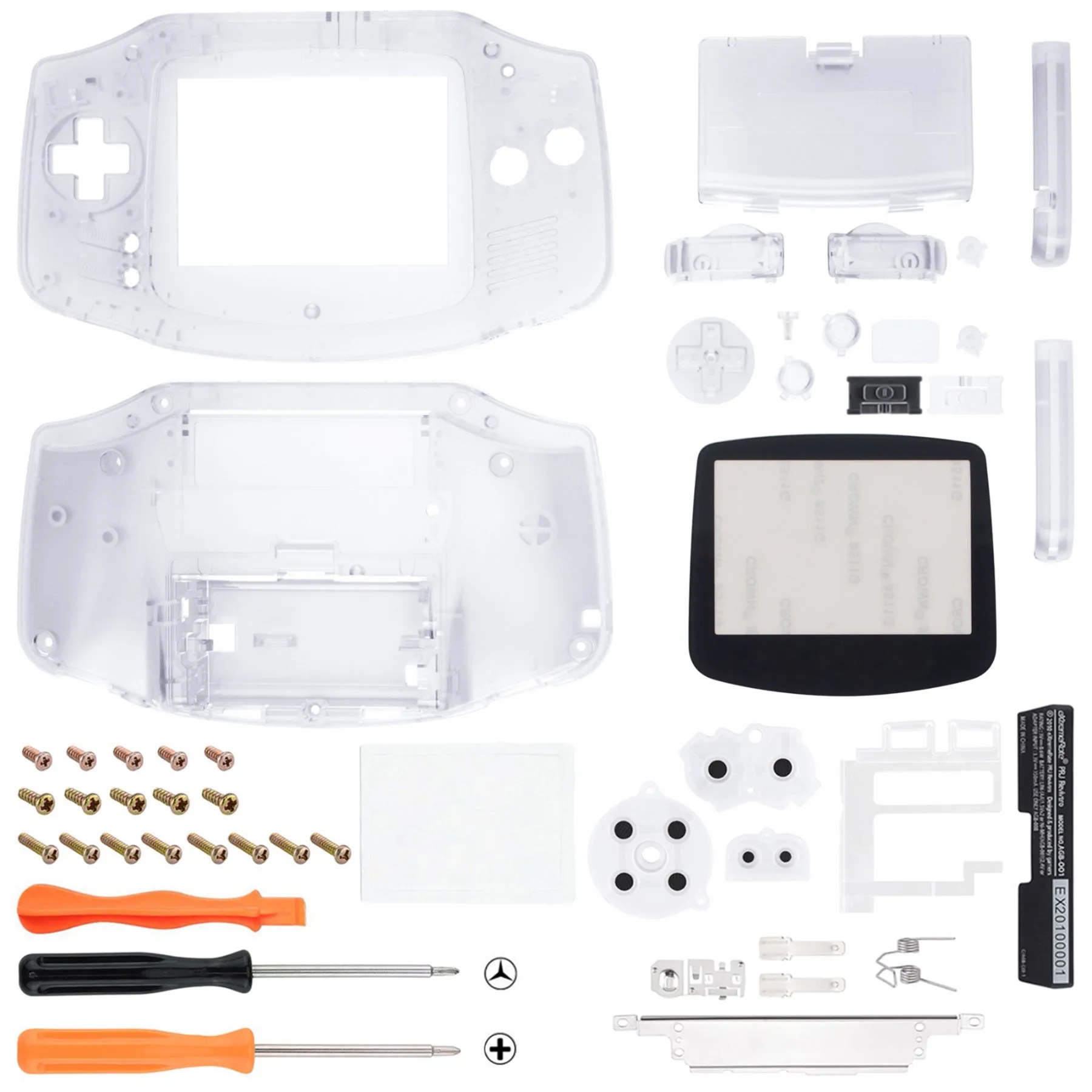 eXtremeRate IPS Ready Upgraded Clear GBA Replacement Shell Full Housing Cover Buttons for Gameboy Advance – Compatible with Both IPS & Standard LCD – Console & IPS Screen NOT Included - TAGM5001
